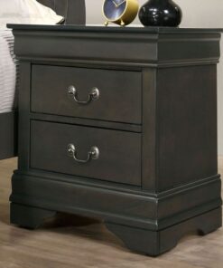 1pc Nightstand Gray Louis Philippe Solid wood English Dovetail Construction Antique Nickle Hanging Pulls