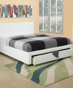 Bedroom Furniture White Storage Under Bed Full Size bed Faux Leather upholstered