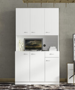 70.87" Tall Wardrobe& Kitchen Cabinet, with 6-Doors, 1-Open Shelves and 1-Drawer for bedroom,White