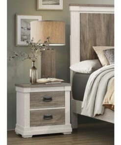 Beautiful Two-Tone Finish Nightstand Transitional Bedroom Furniture Antique Black Tone Handles