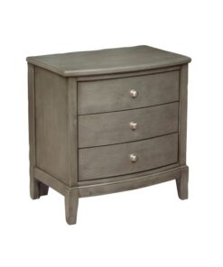 Bedroom Furniture 3 Drawers Nightstand Gray Finish Birch Veneer Nickel Hardware Bed Side Table