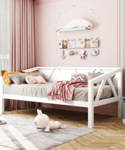 Twin size Daybed, Wood Slat Support, White