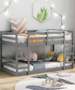 Twin Over Twin Bunk Bed with Ladder, Gray（OLD SKU：WF282787AAE）