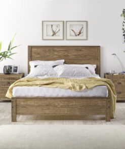 Albany Solid Wood Queen Bed Frame with Headboard, Heavy Duty Modern Rustic Queen Size Bed Frames, Box Spring Needed