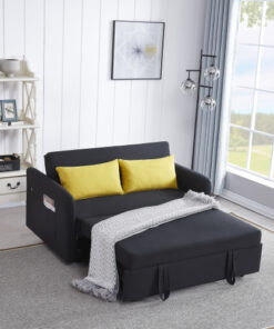Twins Sofa Bed Black Fabric