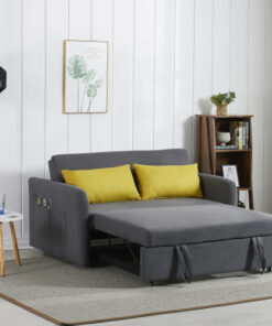 Twins Sofa Bed Grey Fabric