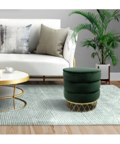 18.5'' Tall Stainless Steel Upholstered Ottoman in Green