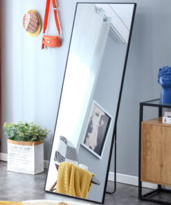 Black frame full-length mirror, dressing mirror, bedroom home porch, decorative mirror, clothing store, floor mounted large mirror, wall mounted.65"*23"W1151127316
