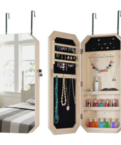 Alternative view of Full Mirror Octagon Fashion Simple Jewelry Storage Mirror Cabinet  Can Be Hung On The Door Or Wall