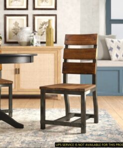 Unique Look Wood Framing Side Chairs 2pc Set Rustic Brown and Gunmetal Finish Industrial Design Casual Dining Furniture