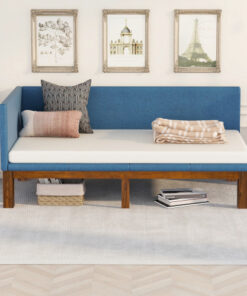 Upholstered Daybed/Sofa Bed Frame Twin Size Linen-Blue