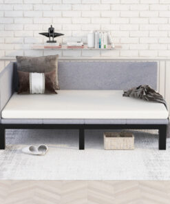 Upholstered Daybed/Sofa Bed Frame Full Size Linen-Gray