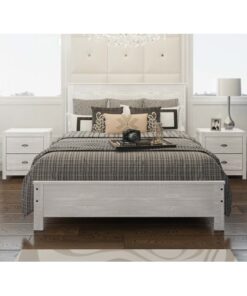 Albany Solid Wood Full Bed Frame with Headboard, Heavy Duty Modern Rustic Full Size Bed Frames, Box Spring Needed