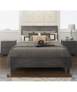 Albany Solid Wood Twin Bed Frame with Headboard, Heavy Duty Modern Rustic Twin Size Bed Frames, Box Spring Needed