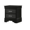 1pc Modern Glam Style Two Drawers Nightstand Black Finish Solid Wood Crystal-Like Button Tufted