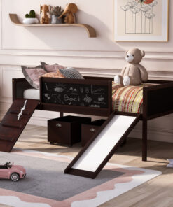 Twin size Loft Bed Wood Bed with Two Storage Boxes - Espresso ( old sku: LP000075AAP )