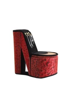 9" Tall Display Jewelry Box with Hooks, High Heel Shoe Design, Leopard Print