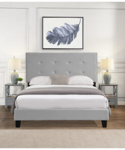 BED 3 CRW, Queen Size Upholstered Platform Bed Frame with pull point Tufted Headboard, Strong Wood Slat Support, Mattress Foundation, No Box Spring Needed, EasyAssembly CREAM