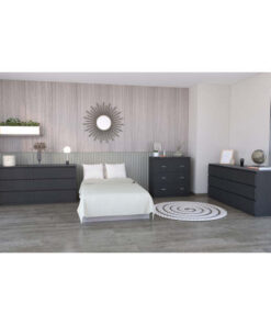 3 Piece Bedroom Set, 2 Cocora 6 Drawer Double Dressers + Capri Three Drawer Dresser, Black