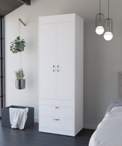 Armoire Tarento,Two Drawers, White Finish