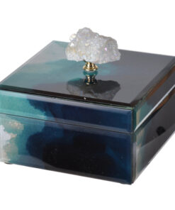 6" x 6" x 5" Bethany Aqua Jewelry Box, Stackable Decorative Storage Boxes With Lids