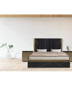 Allure Modern Style King Bed Made With Mango Wood and Finished with Brass Metal