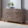 6 Drawer Wide Chest Dresser, Home Storage Chest Organizer with Cut- Out Curved Handles, Hazelnut