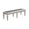 1-Pc Modern Glam Long Bench Upholstered Seat Sparkling Embellishments Silver Gray Finish Furniture Bedroom Living Room Dining Room