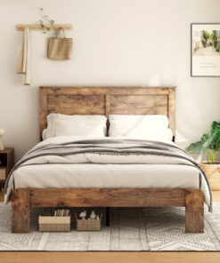 Bed Frame King Size, Wood Platform Bed Frame , Noise Free,No Box Spring Needed and Easy Assembly Tool,Large Under Bed Storage,Dark Brown