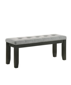 1Pc Contemporary Style Bench Gray Fabric Upholstery Tufted Tapered Wood Legs Bedroom Living Room Dining Room Furniture Wheat Charcoal Finish