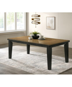 1pc Contemporary Style Dining Rectangular Table with18" Leaf Tapered Block Feet Wheat Charcoal Finish Dining Room Solid Wood Wooden Furniture