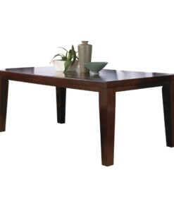 1pc Contemporary Style Dining Rectangular Table with18" Leaf Tapered Block Feet Brown Wood Finish Dining Room Solid Wood Wooden Furniture