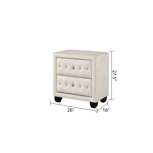 Maya Crystal Tufted King 5 Pc Vanity Bedroom Set Made with Wood in Cream - Image 22