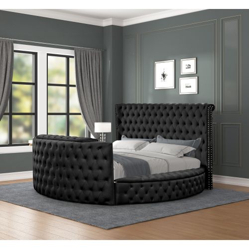 Maya Modern Style Crystal Tufted King 4PC Bed room set Made with wood in Black - Image 8