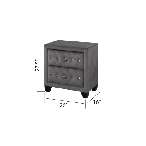 Maya Crystal Tufted Queen 4 Pc Vanity Bedroom Set Made with Wood in Gray - Image 20