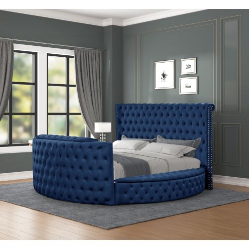 Maya Crystal Tufted King 4 Pc Vanity Bedroom Set Made with Wood in Blue - Image 6