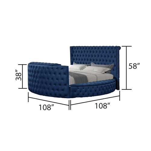 Maya Modern Style Crystal Tufted Queen Bed Made with wood in Blue - Image 10