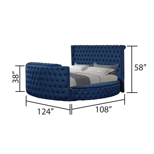 Maya Crystal Tufted King 4 Pc Vanity Bedroom Set Made with Wood in Blue - Image 13