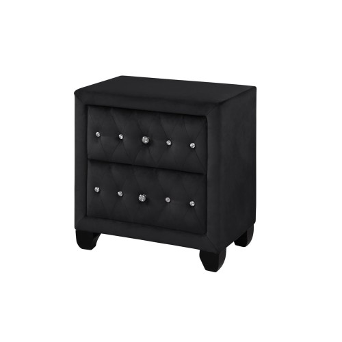 Maya Modern Style Crystal Tufted King 4PC Bed room set Made with wood in Black - Image 18