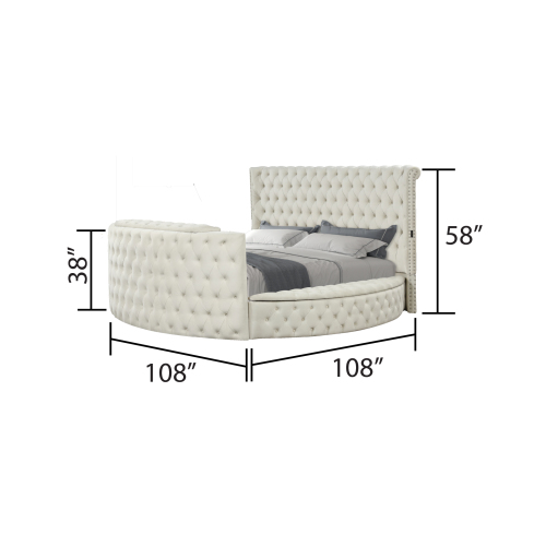 Maya Modern Style Crystal Tufted Queen Bed Made with wood in Cream - Image 13