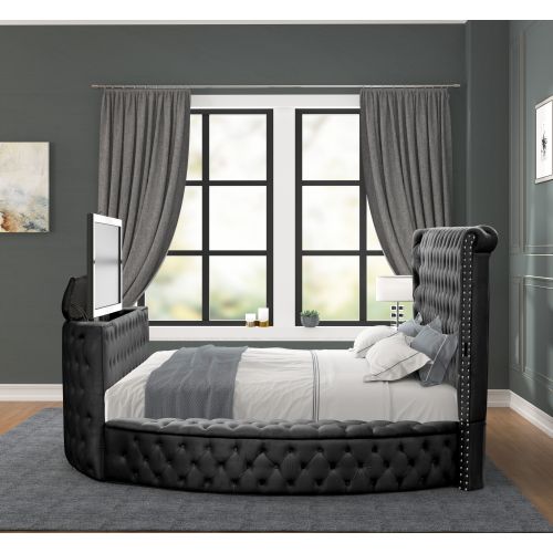 Maya Modern Style Crystal Tufted King 5PC Bed room set Made with wood in Black - Image 8