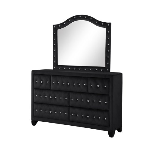 Maya Modern Style Crystal Tufted King 4PC Bed room set Made with wood in Black - Image 26