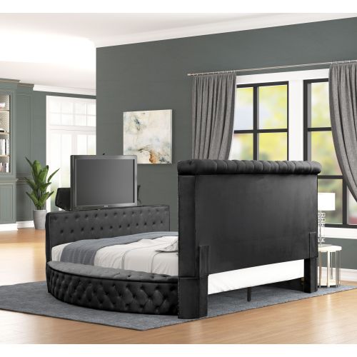 Maya Modern Style Crystal Tufted King 5PC Bed room set Made with wood in Black - Image 10