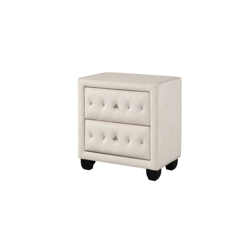 Maya Crystal Tufted King 5 Pc Vanity Bedroom Set Made with Wood in Cream - Image 19