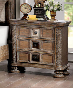 Alternative view of Transitional Rustic Natural Tone 1pc Nightstand Only Solid wood 3-Drawers Bronze Round Knobs Bedside Table Bedroom Furniture