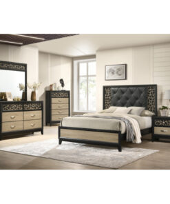 Selena Modern & Contemporary Queen 5PC Bedroom set Made with Wood in Black and Natural
