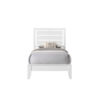 1pc Twin Size White Finish Panel Bed Geometric Design Frame Softly Curved Headboard Wooden Youth Bedroom Furniture