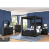 Monica luxurious Four-Poster Full 5 Pc Bed Made with Wood in Black