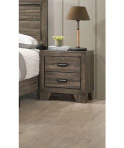1pc Transitional 2-Drawer Nightstand with Metal Hardware Rustic Gray Finish Bedroom Furniture