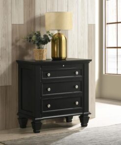 Black 3-drawer Nightstand with Pull Out Tray